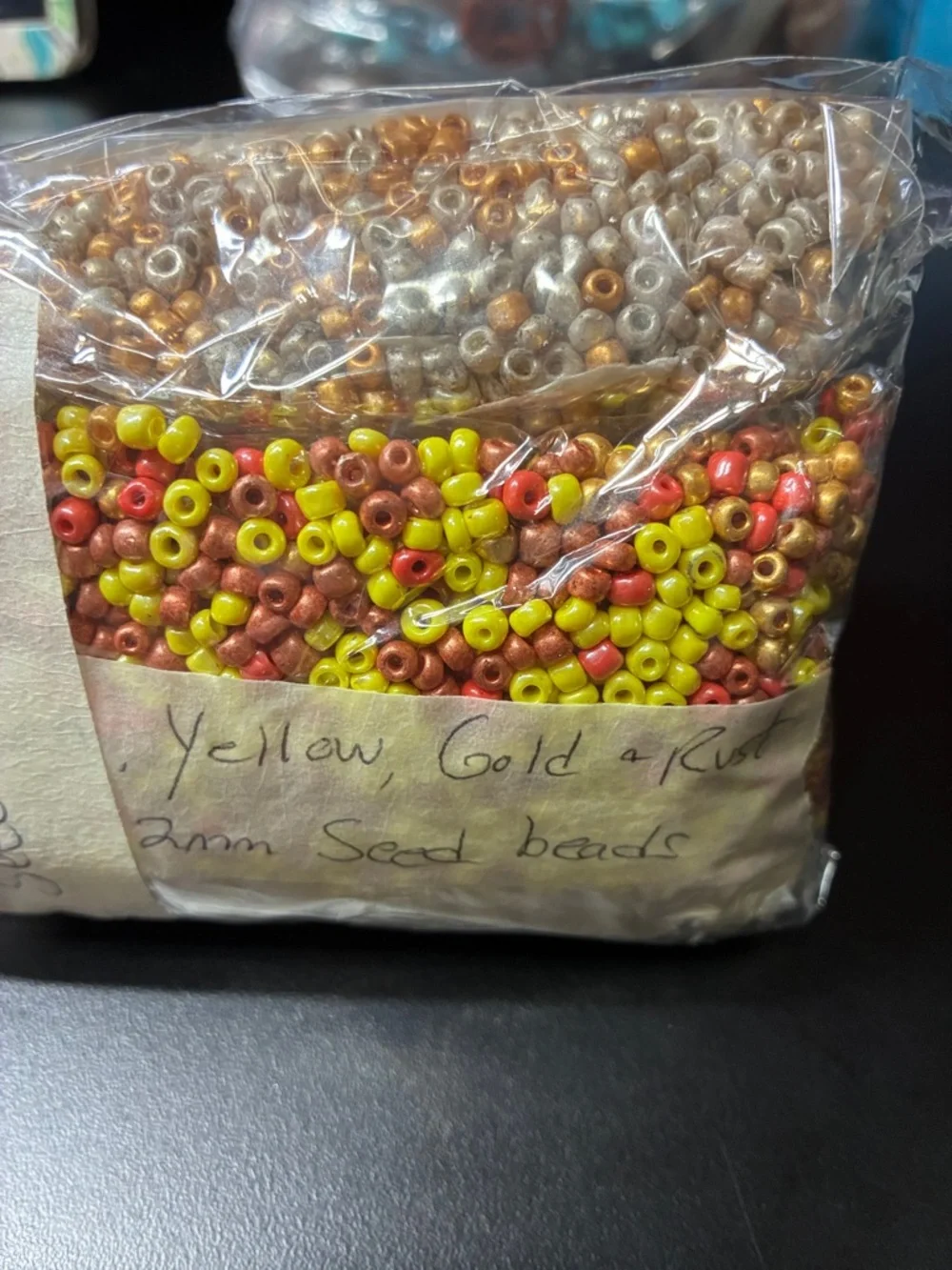 Mixed Glass Seed Beads - White, Black, Blue, Gold, Bronze